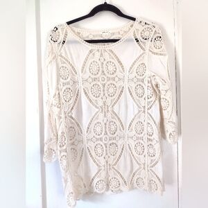 Cream, Crocheted Blouse Size Small